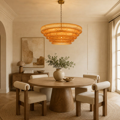 Ondalia Tiered Glass Custom Round Chandelier 48" 60"D
