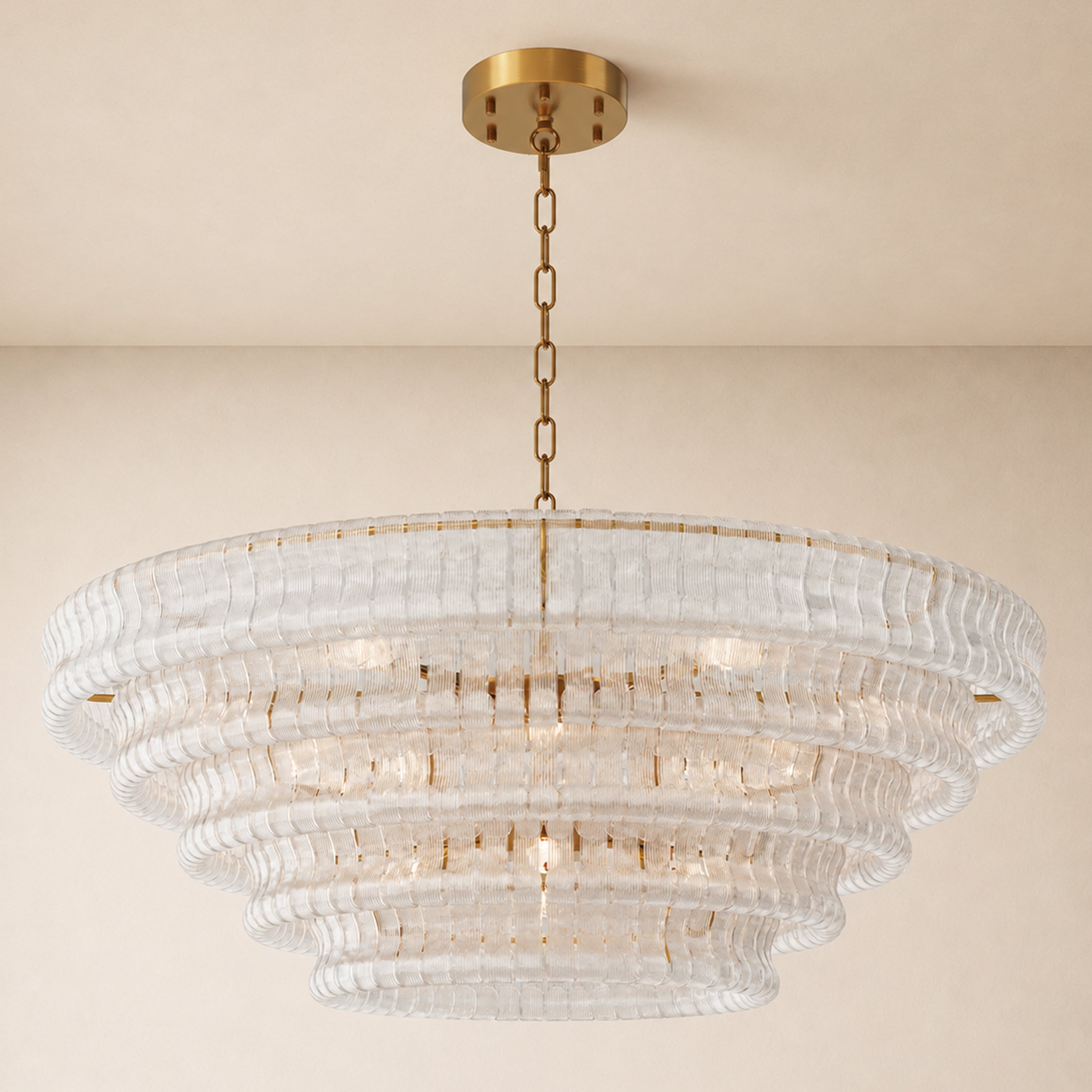 Ondalia Tiered Glass Custom Round Chandelier 48" 60"D