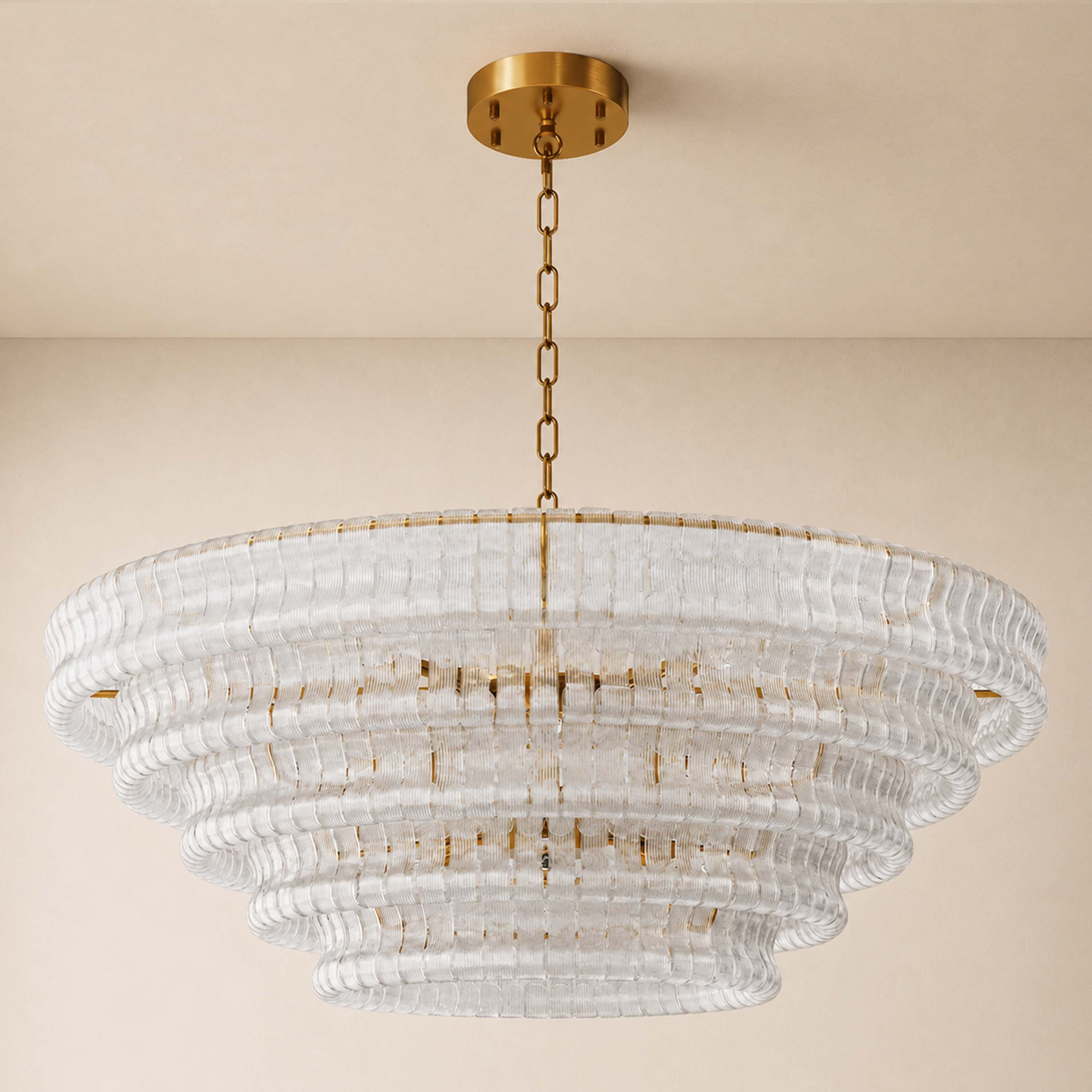 Ondalia Tiered Glass Custom Round Chandelier 48" 60"D