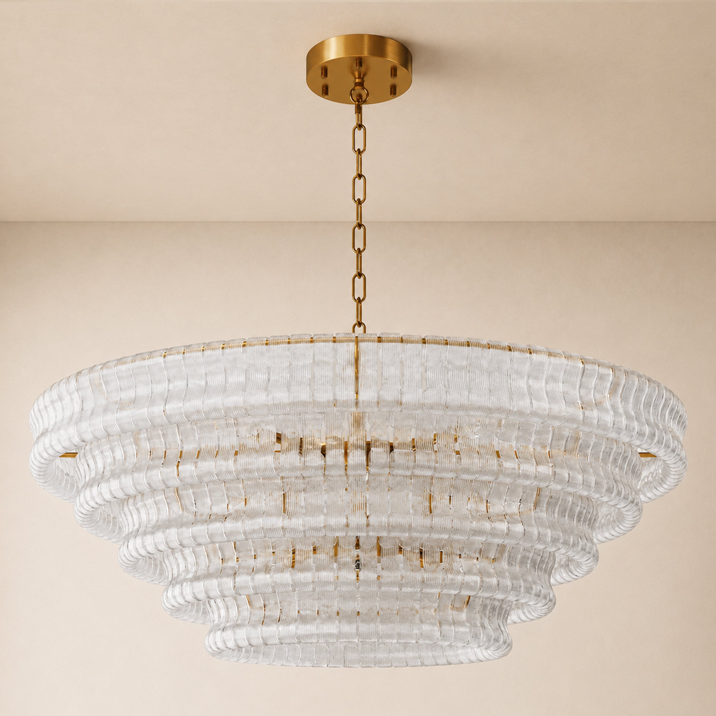 Ondalia Tiered Glass Custom Round Chandelier 48" 60"D