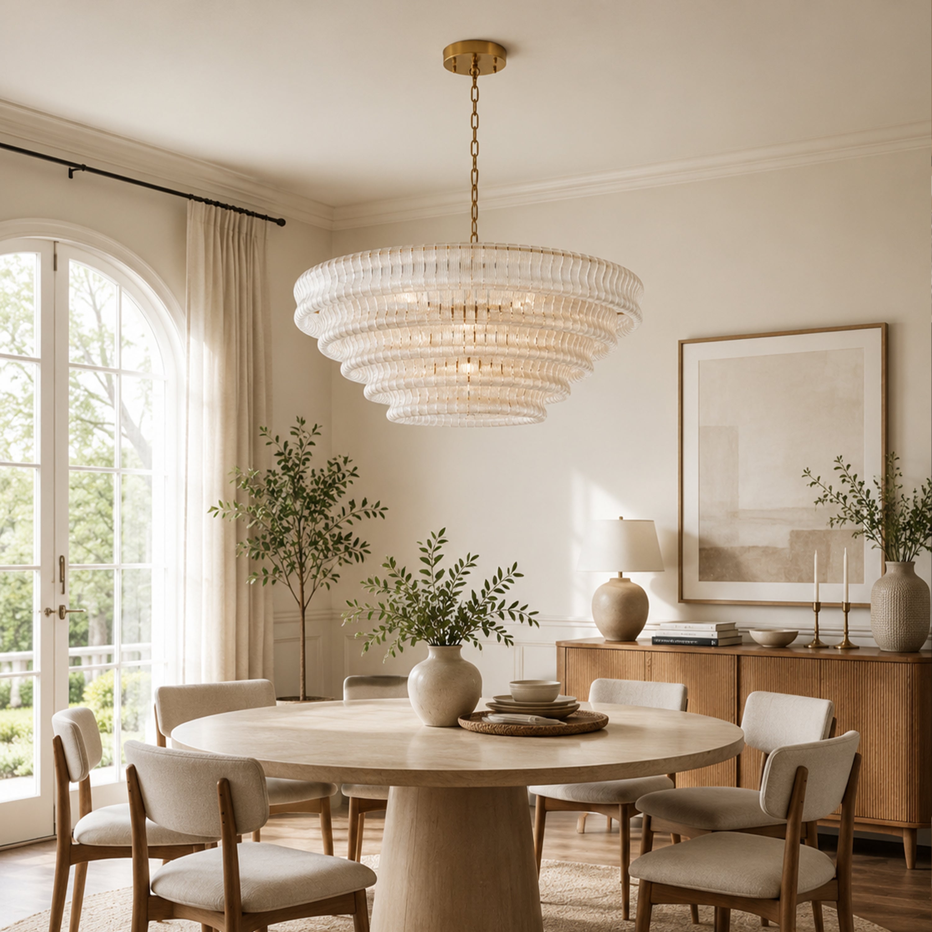 Ondalia Tiered Glass Custom Round Chandelier 48" 60"D