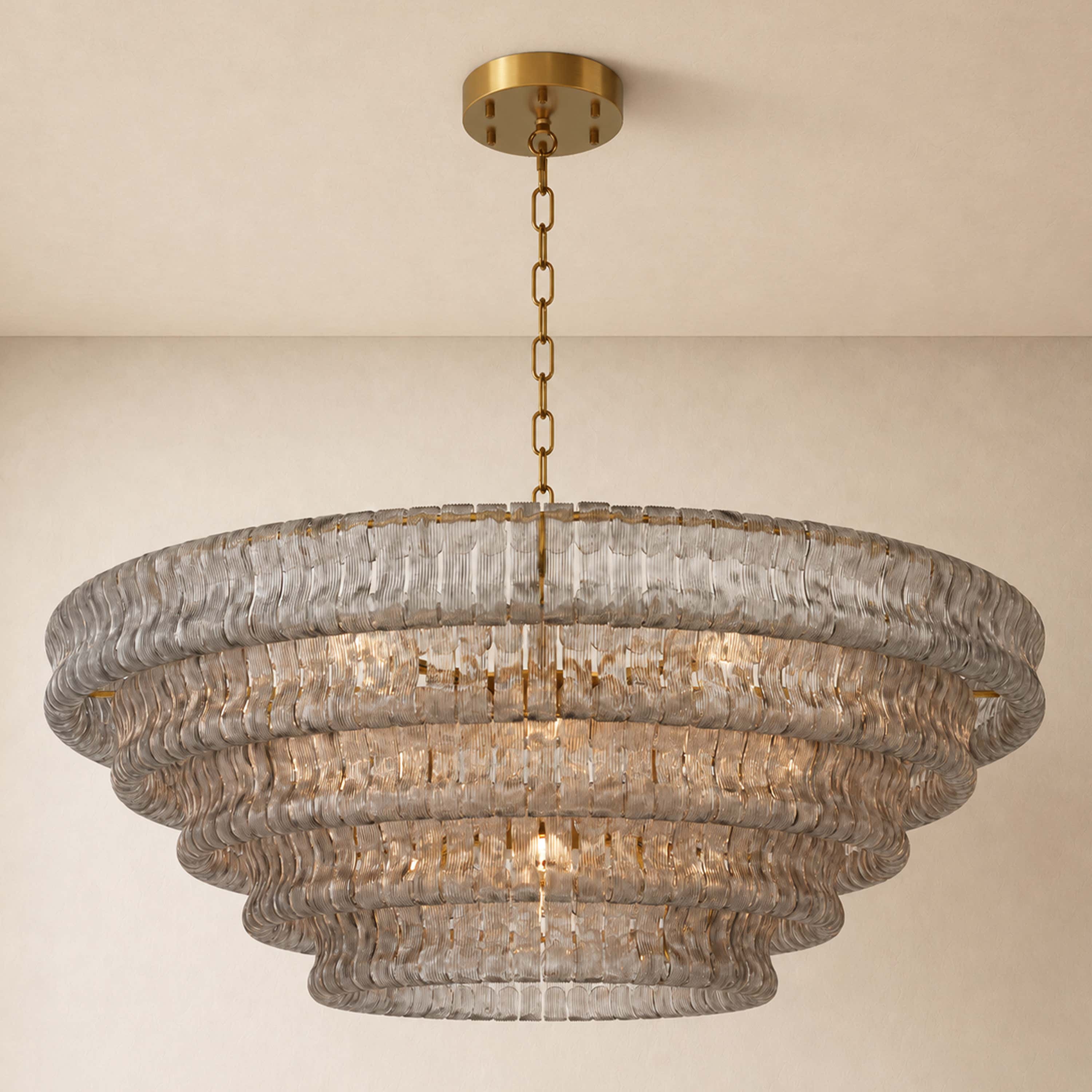 Ondalia Tiered Glass Custom Round Chandelier 48" 60"D