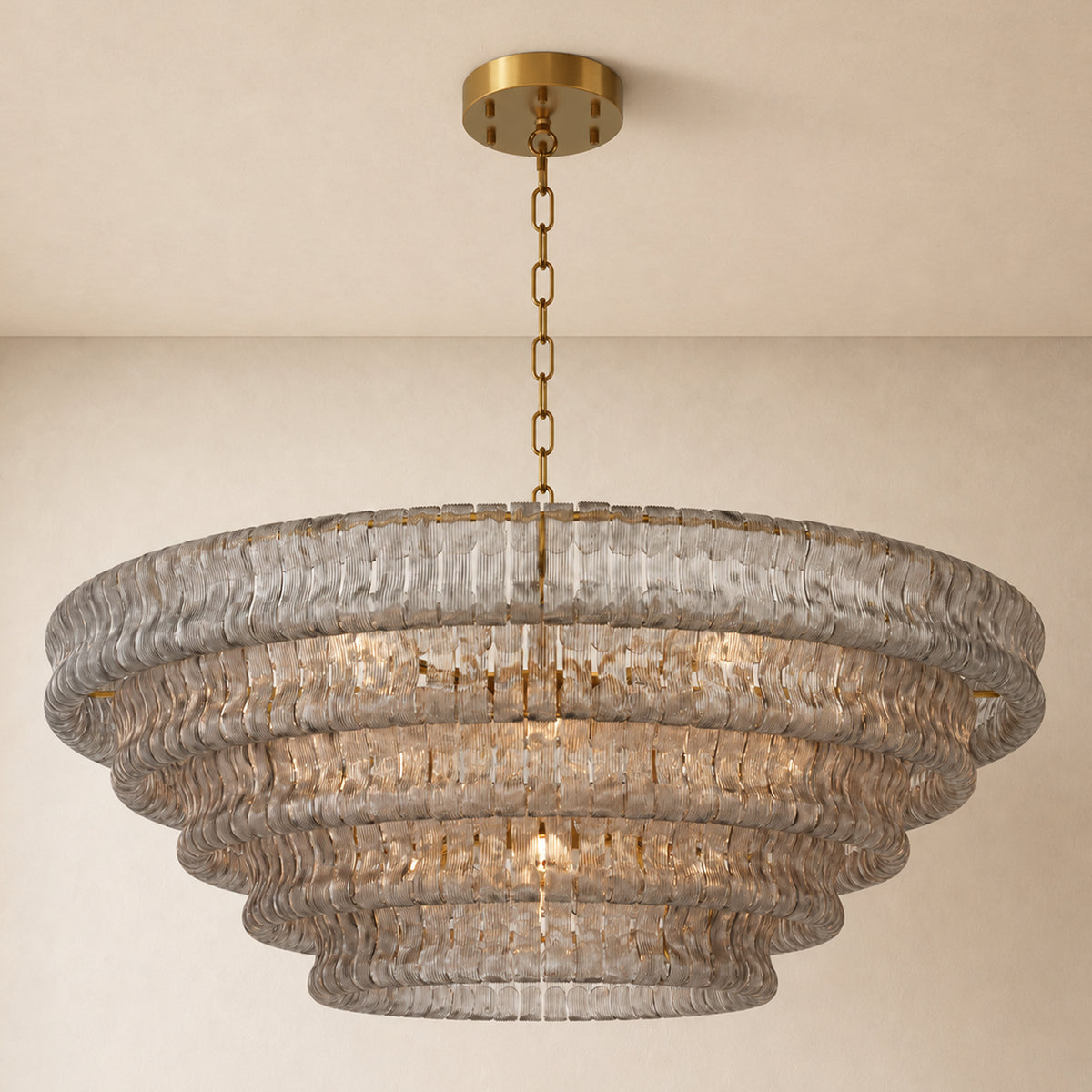 Ondalia Tiered Glass Custom Round Chandelier 48" 60"D