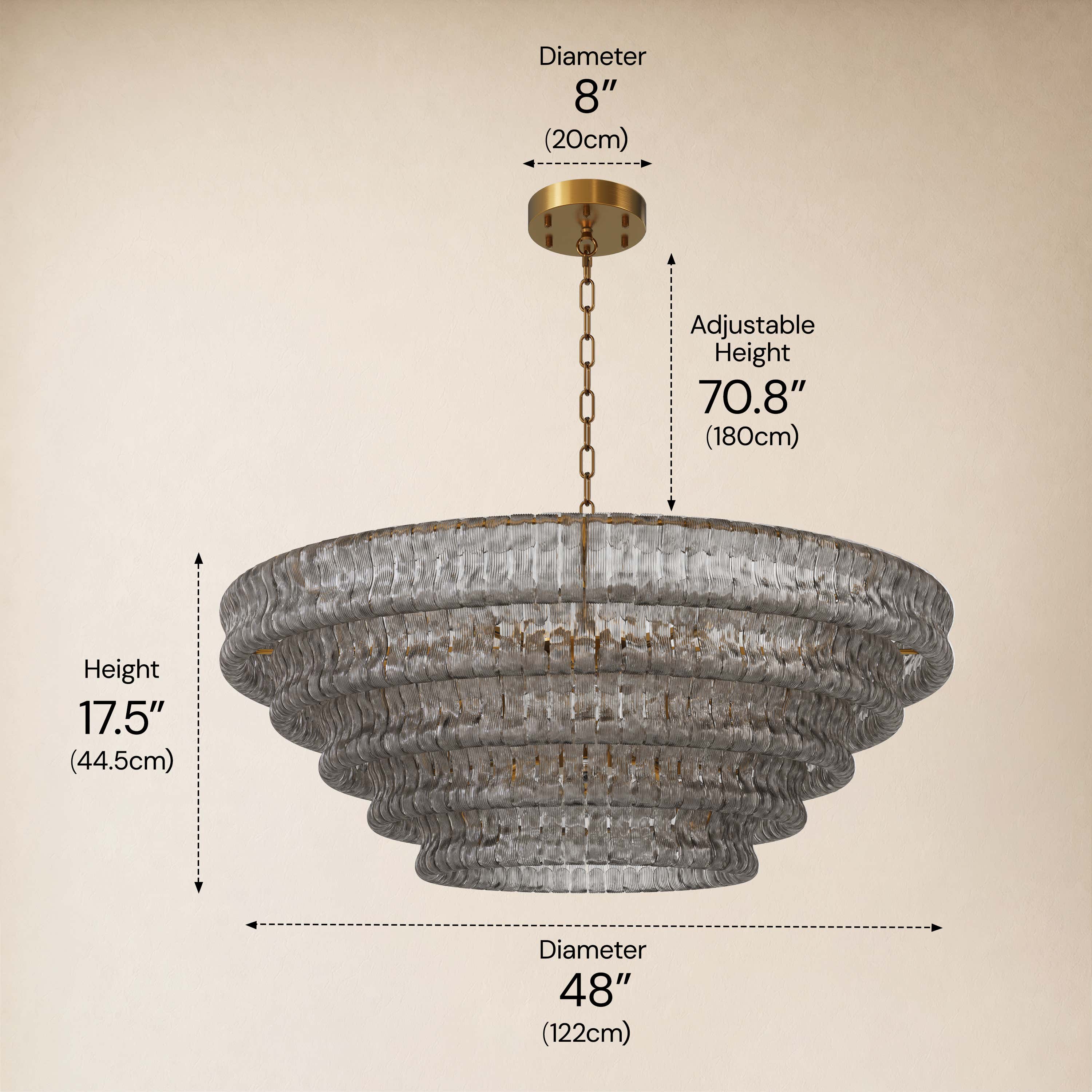 Ondalia Tiered Glass Custom Round Chandelier 48" 60"D