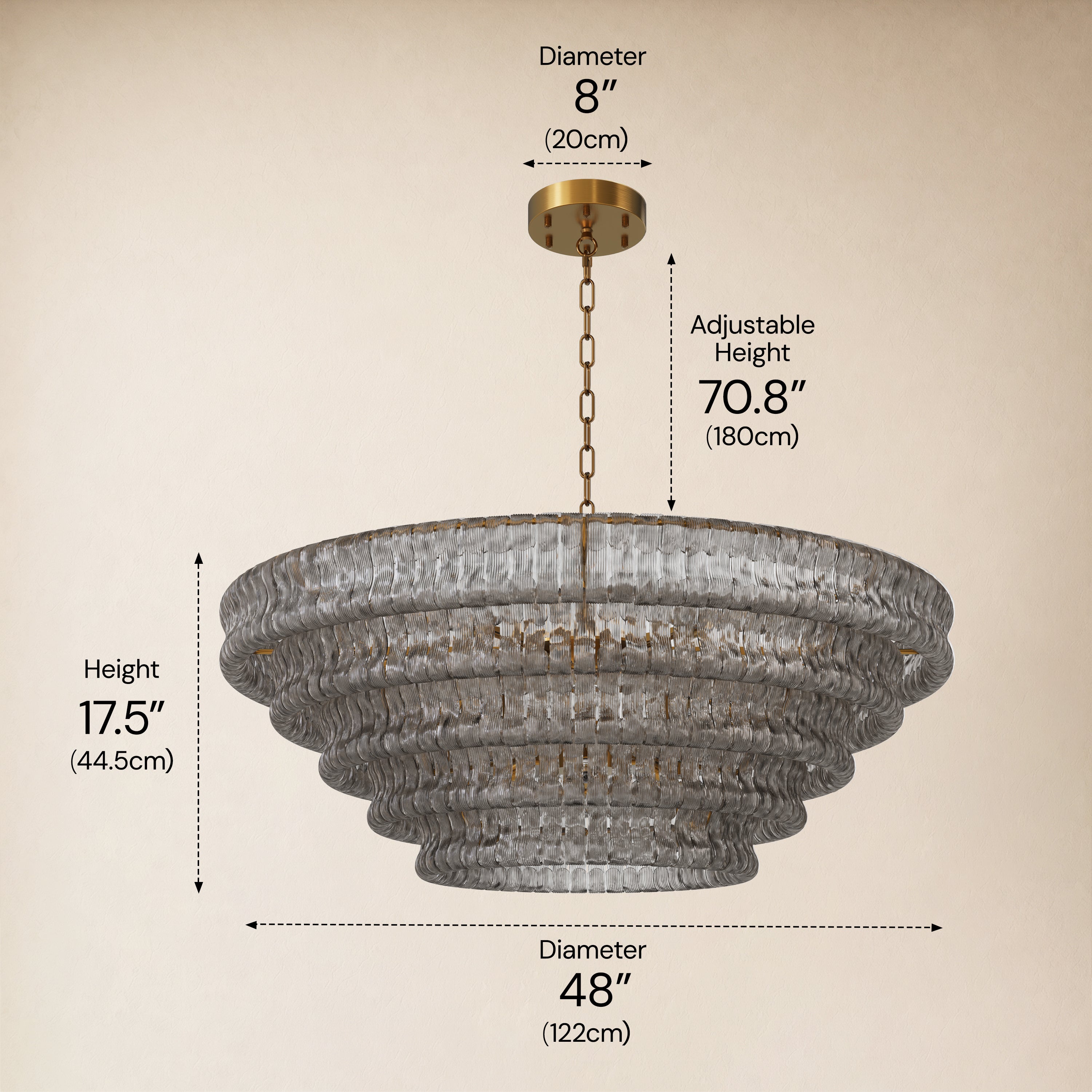 Ondalia Tiered Glass Custom Round Chandelier 48" 60"D