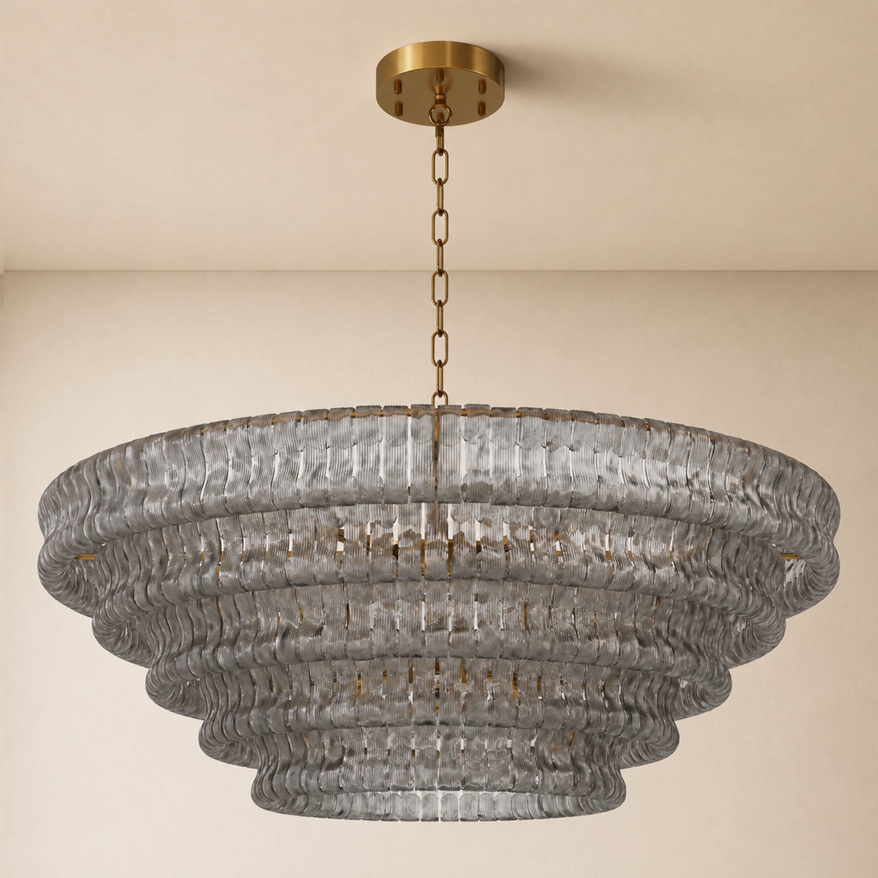 Ondalia Tiered Glass Custom Round Chandelier 48" 60"D