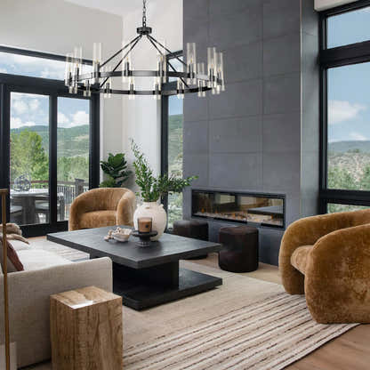 Cylora Glass Tube Round Chain Chandelier 48"D