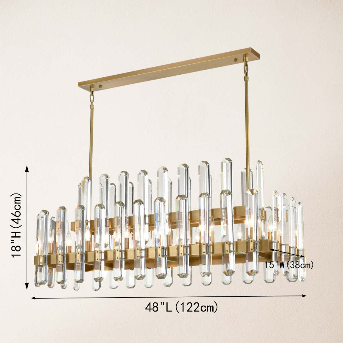Clarion Rectangular Chandelier 122 cm L