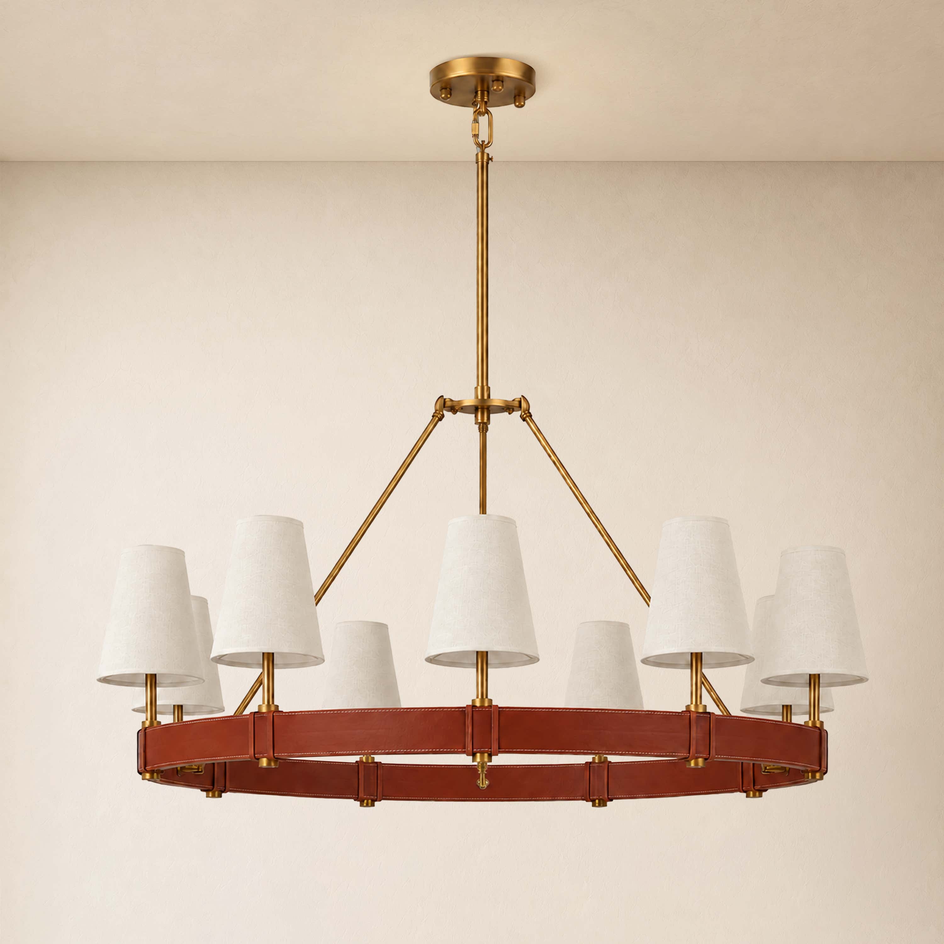 Corvella Leather Custom Round Chandelier 48" 60"W