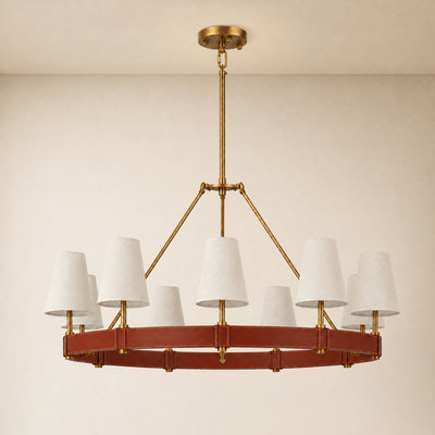 Corvella Leather Custom Round Chandelier 48" 60"W