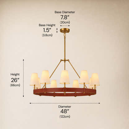 Corvella Leather Custom Round Chandelier 48" 60"W