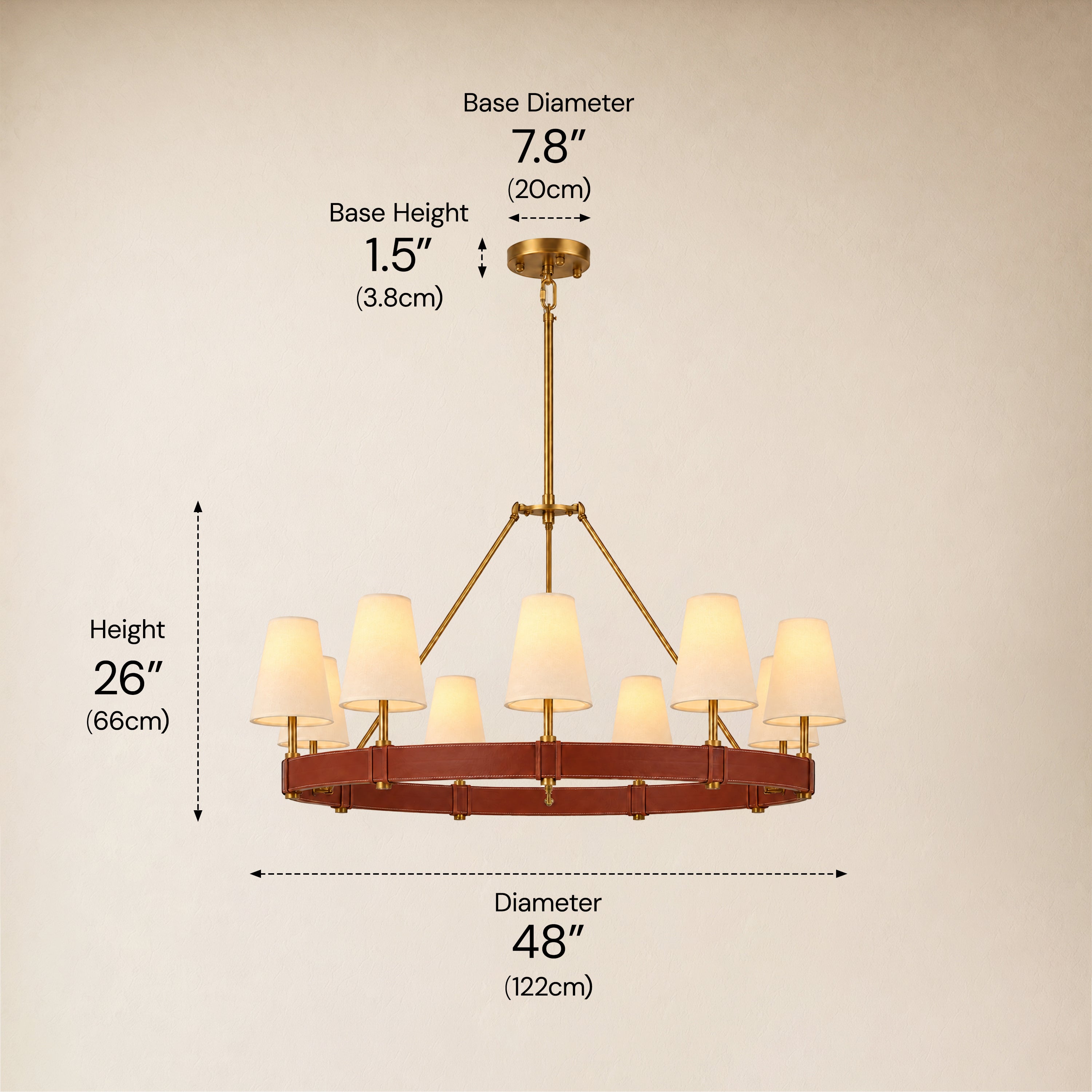 Corvella Leather Custom Round Chandelier 48" 60"W