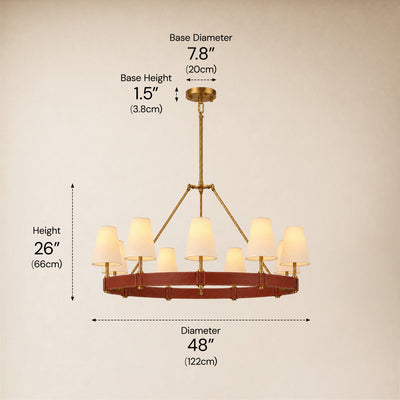 Corvella Leather Custom Round Chandelier 48" 60"W