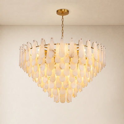 Caldera Alabaster Custom Round Chandelier 48"D 58"D