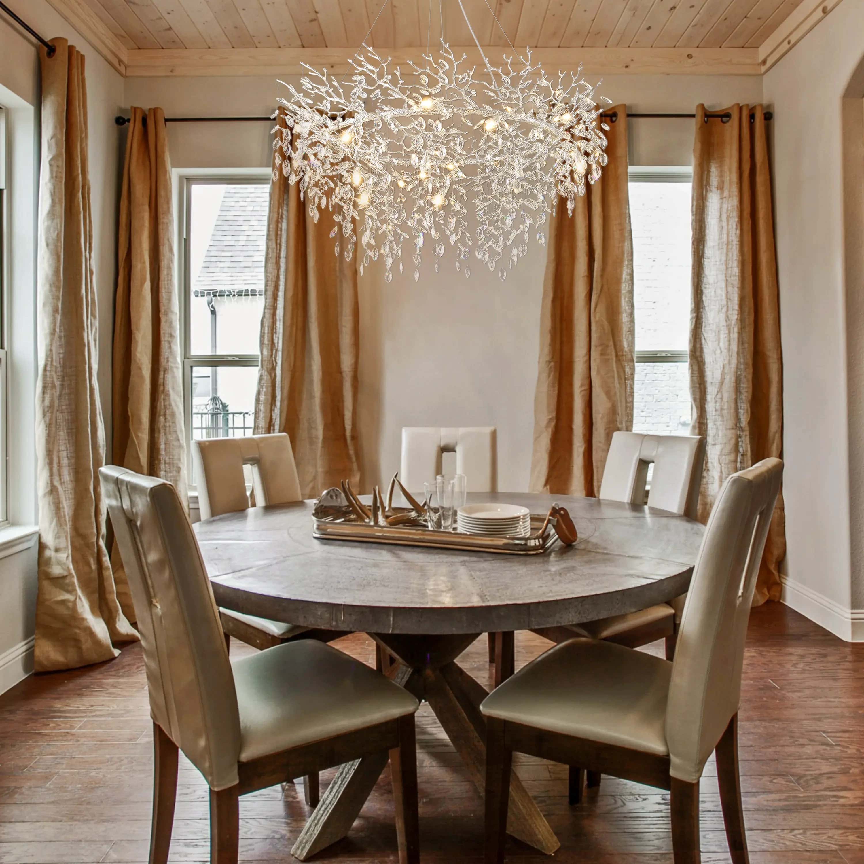 Frostleaf Crystal Branch Halo Chandelier 122cm