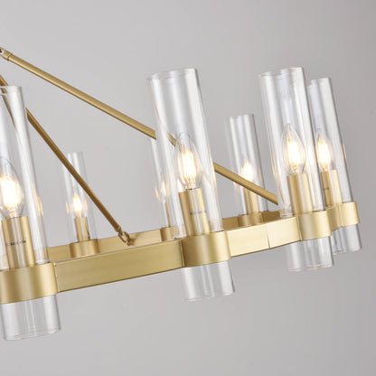 Cylora Glass Tube Round Chain Chandelier 122cm