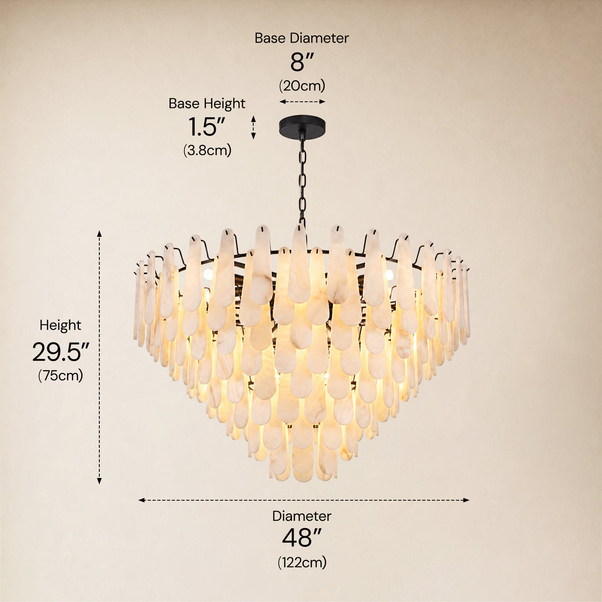 Caldera Alabaster Custom Round Chandelier 48"D 58"D