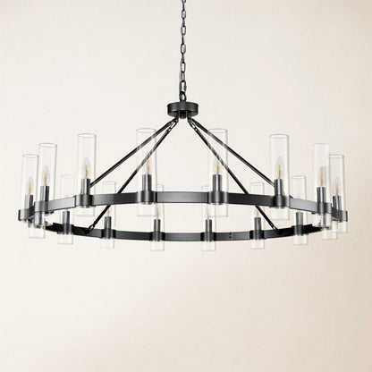 Cylora Glass Tube Round Chain Chandelier 122cm