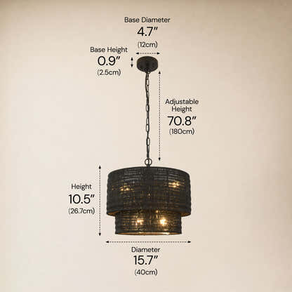 Cavana Rattan Round Pendant 16"D