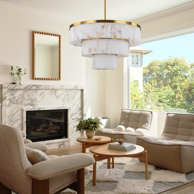 Solmare Alabaster Round Chandelier 34"