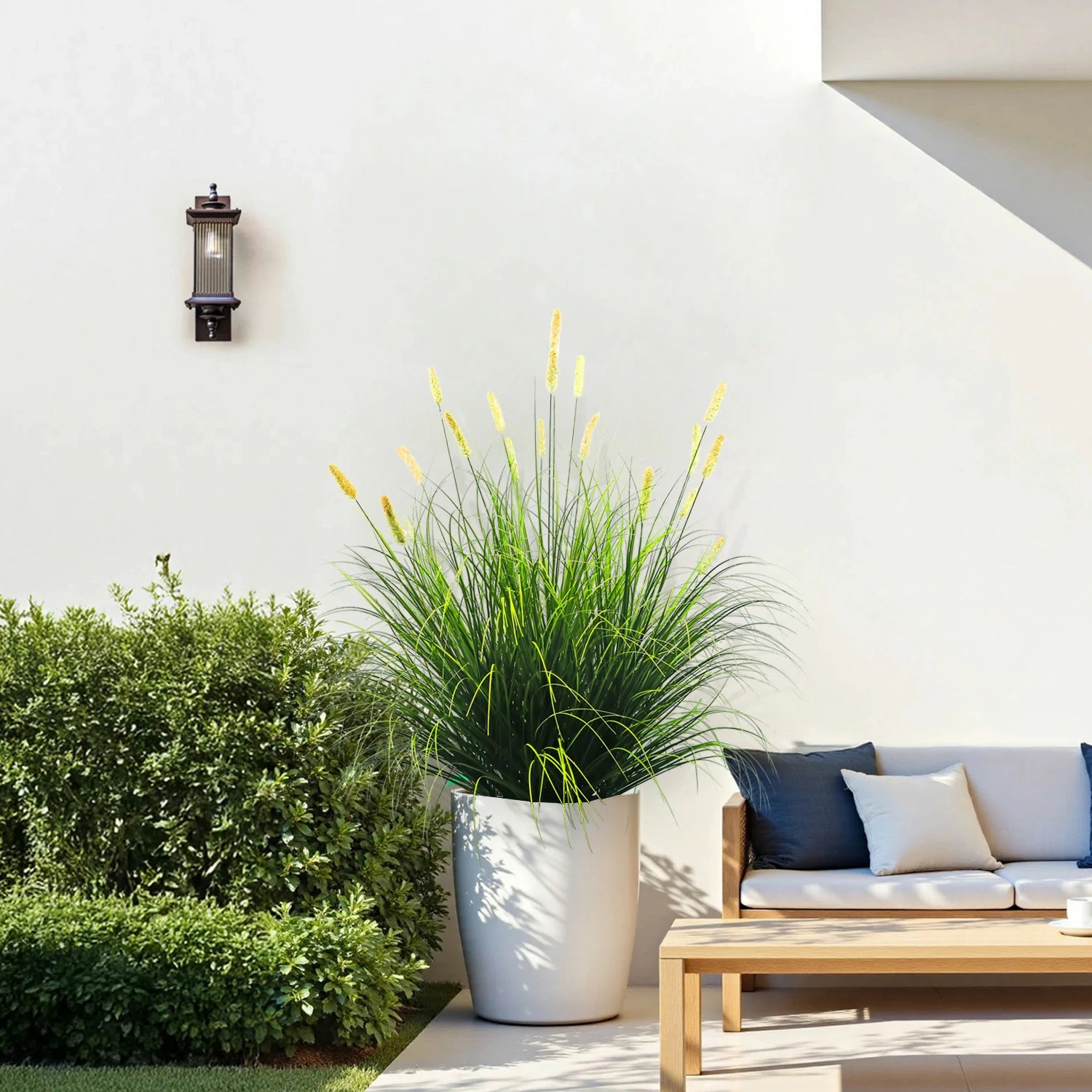 Artificial 20-Head Short Pine Grass with Curved-Straight Onion Grass Bonsai 110cm H