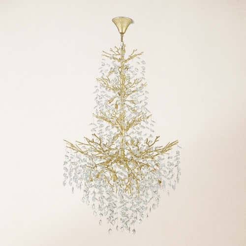 Frostleaf Crystal Cascade Grand Staircase Chandelier 61"H#Finish_Gold