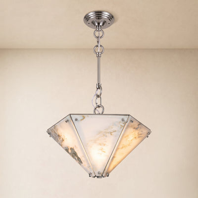 Pietra White Marble Hexagonal Lantern Pendant 15.7"D
