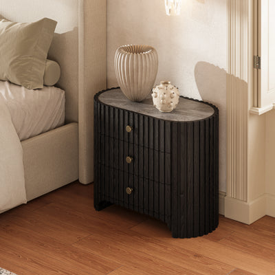 Sinclair Fluted Stone Nightstand 30"W