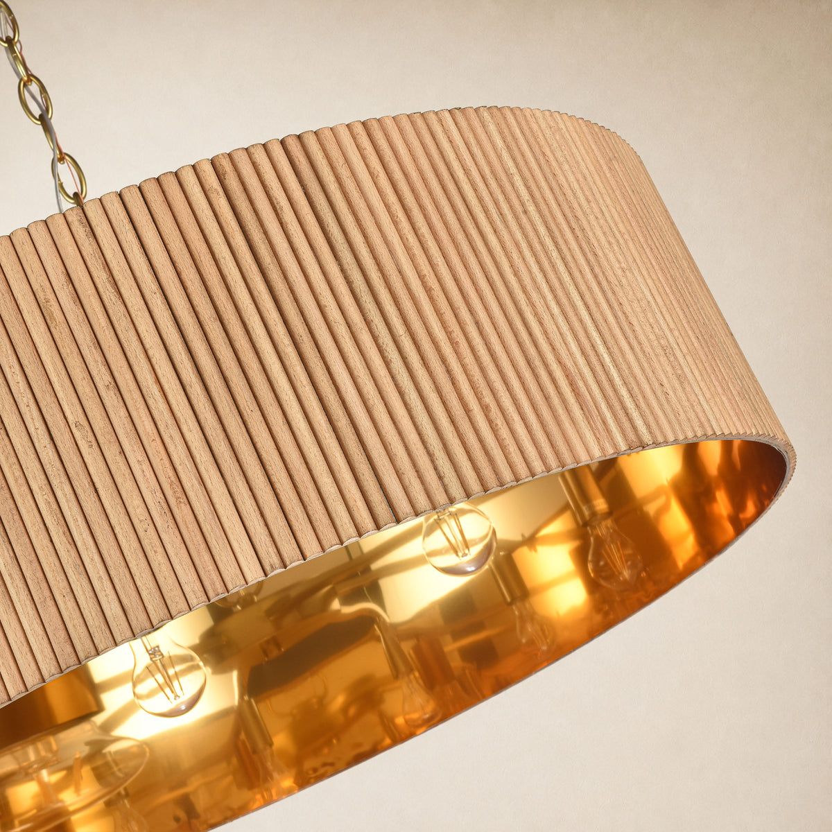 Eldwyne Oak Ribbed Drum Chandelier 30"D