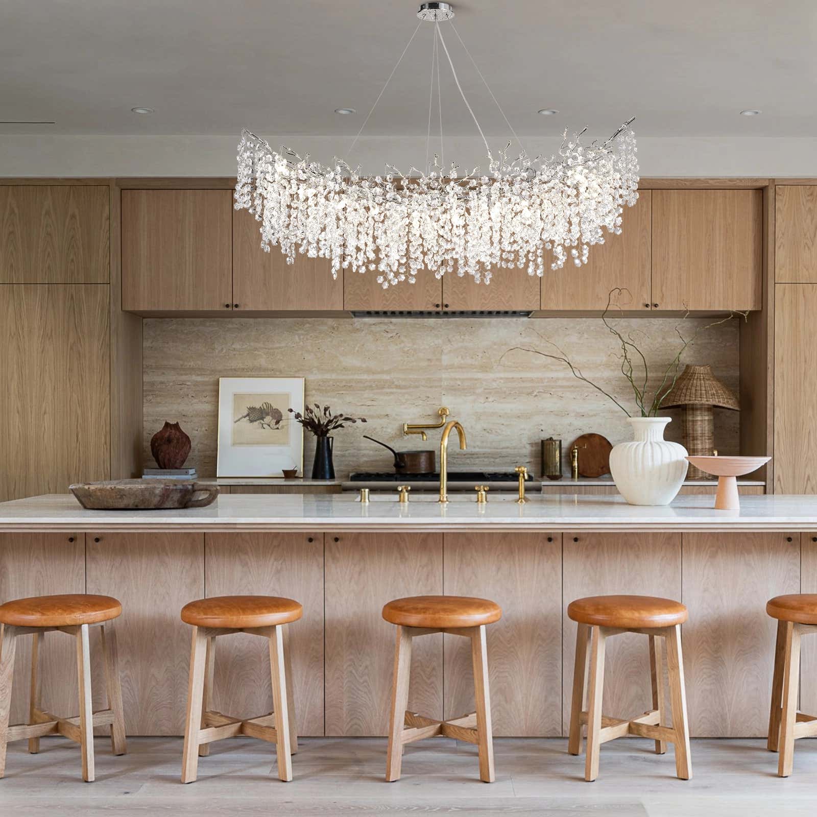 Lustre Branches Crystal Rectangular Chandelier 140cm W