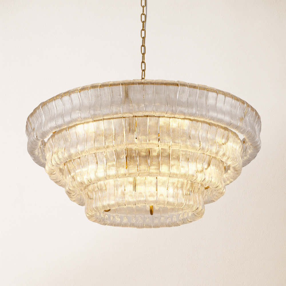 Ondalia Tiered Glass Round Chandelier 36"D