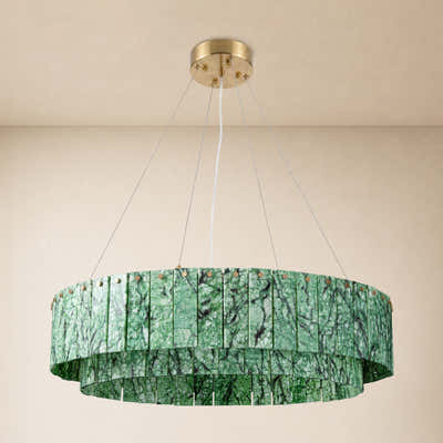 Pietra Verde Stone Tiered Round Chandelier 31.4"D