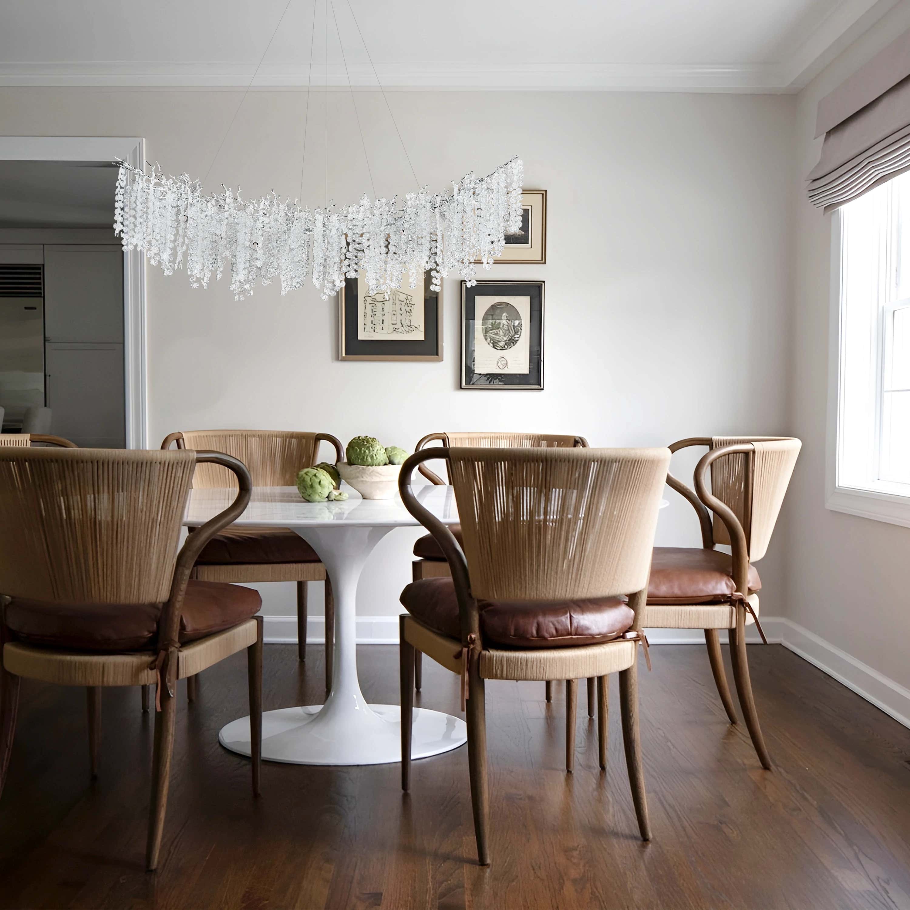 Shiro Noda Crystal Tree Branch Linear Chandelier 72"W#Finish_Silver