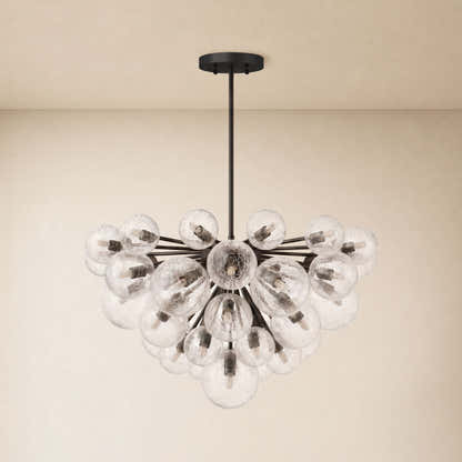 Elowen Crackled Glass Cluster Round Chandelier 24" 35"D