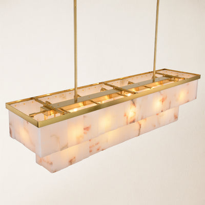 Solmare Alabaster Rectangular Chandelier 55"W
