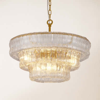 Ondalia Tiered Glass Round Chandelier 24"D
