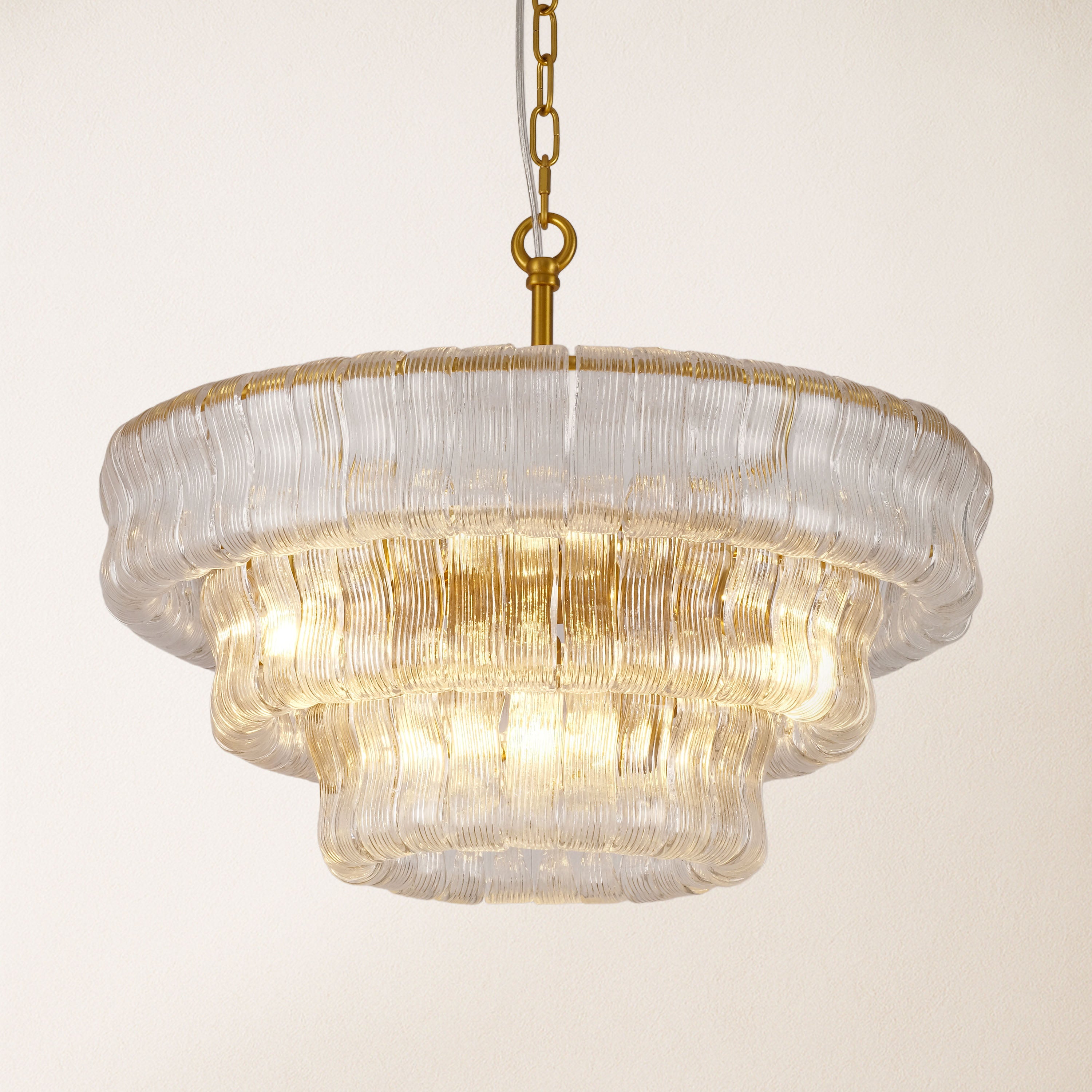 Ondalia Tiered Glass Round Chandelier 24"D