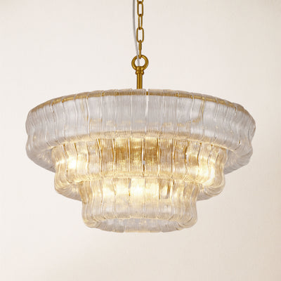 Ondalia Tiered Glass Round Chandelier 24"D