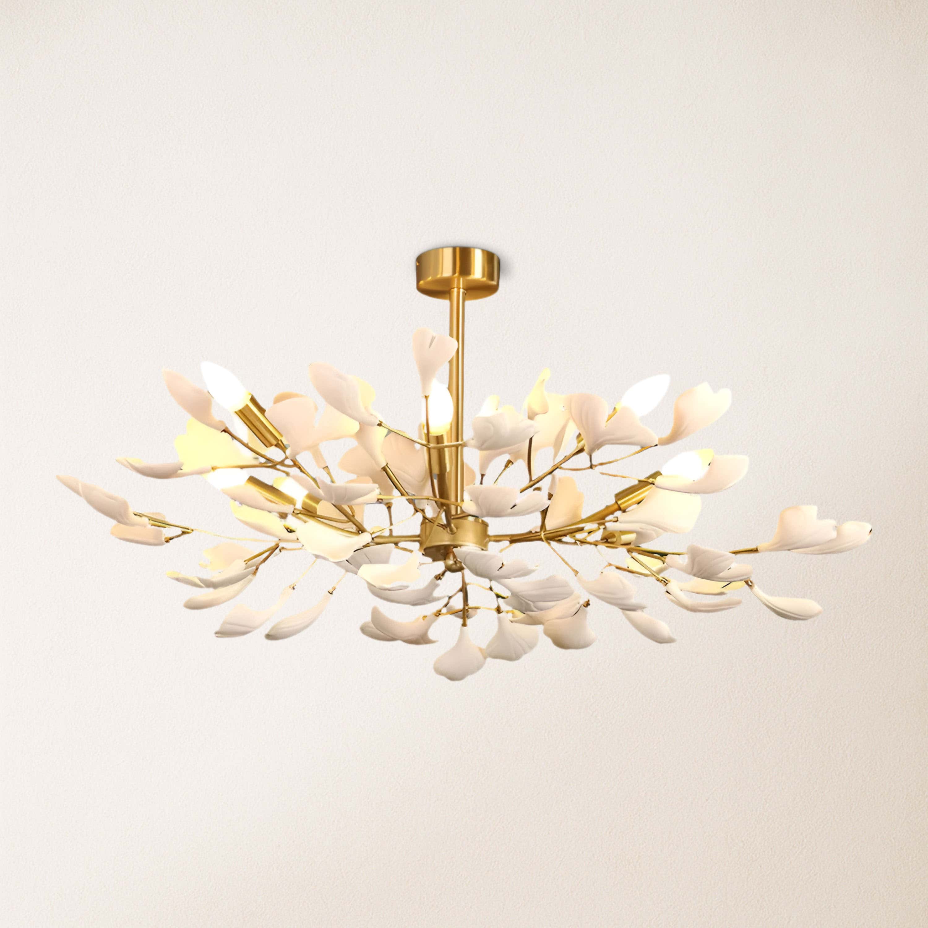 Twilight Branches Ceramic Ginkgo Chandelier 72cm D