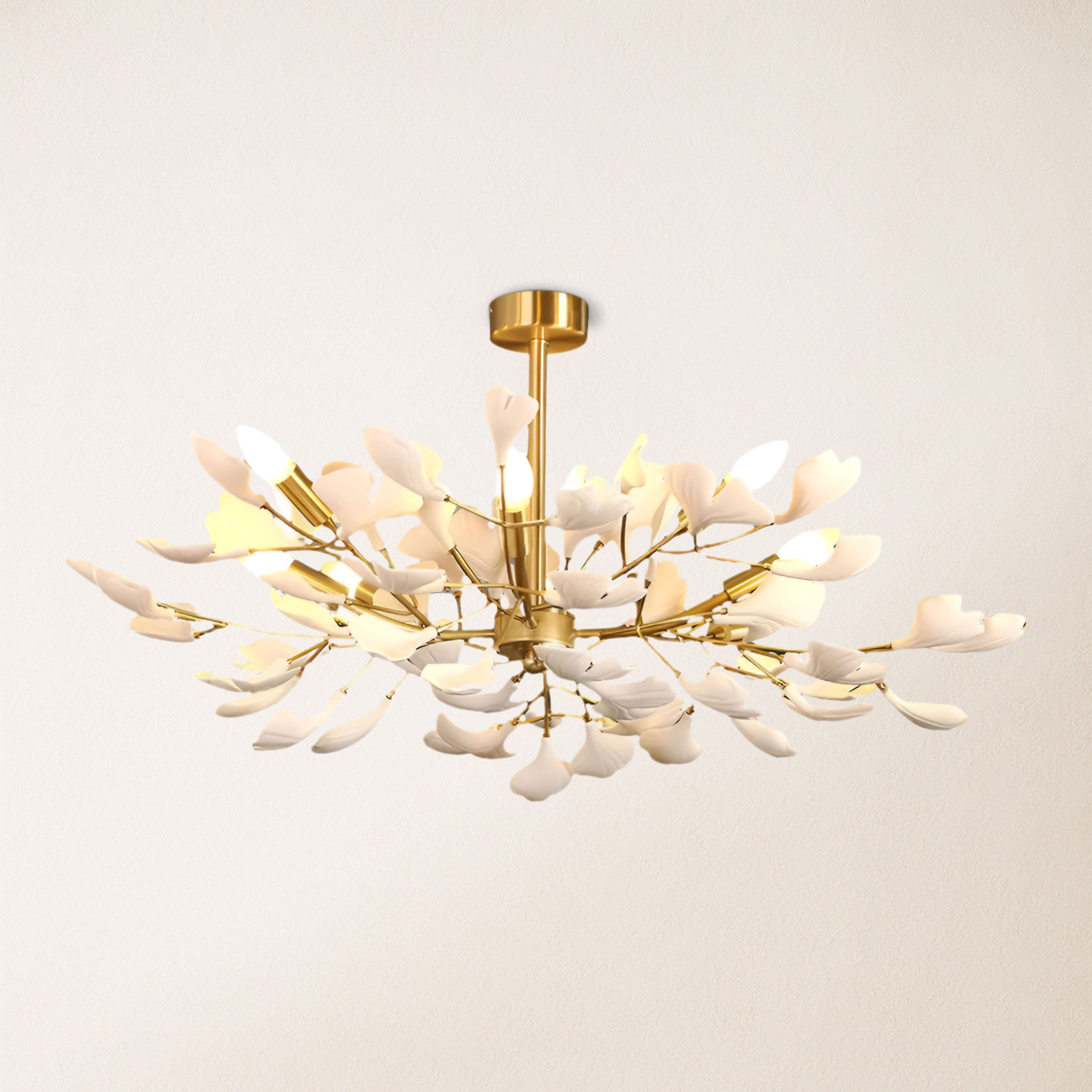 Twilight Branches Ceramic Ginkgo Chandelier 85cm D