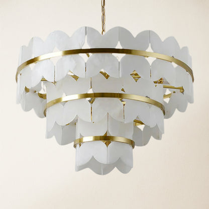 Cloudscape Alabaster Brass 3-Layer Chandelier 80cm D