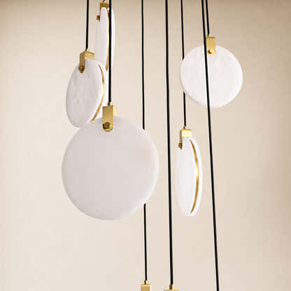 Orbelis Alabaster Round Multi-Light Chandelier 20"D