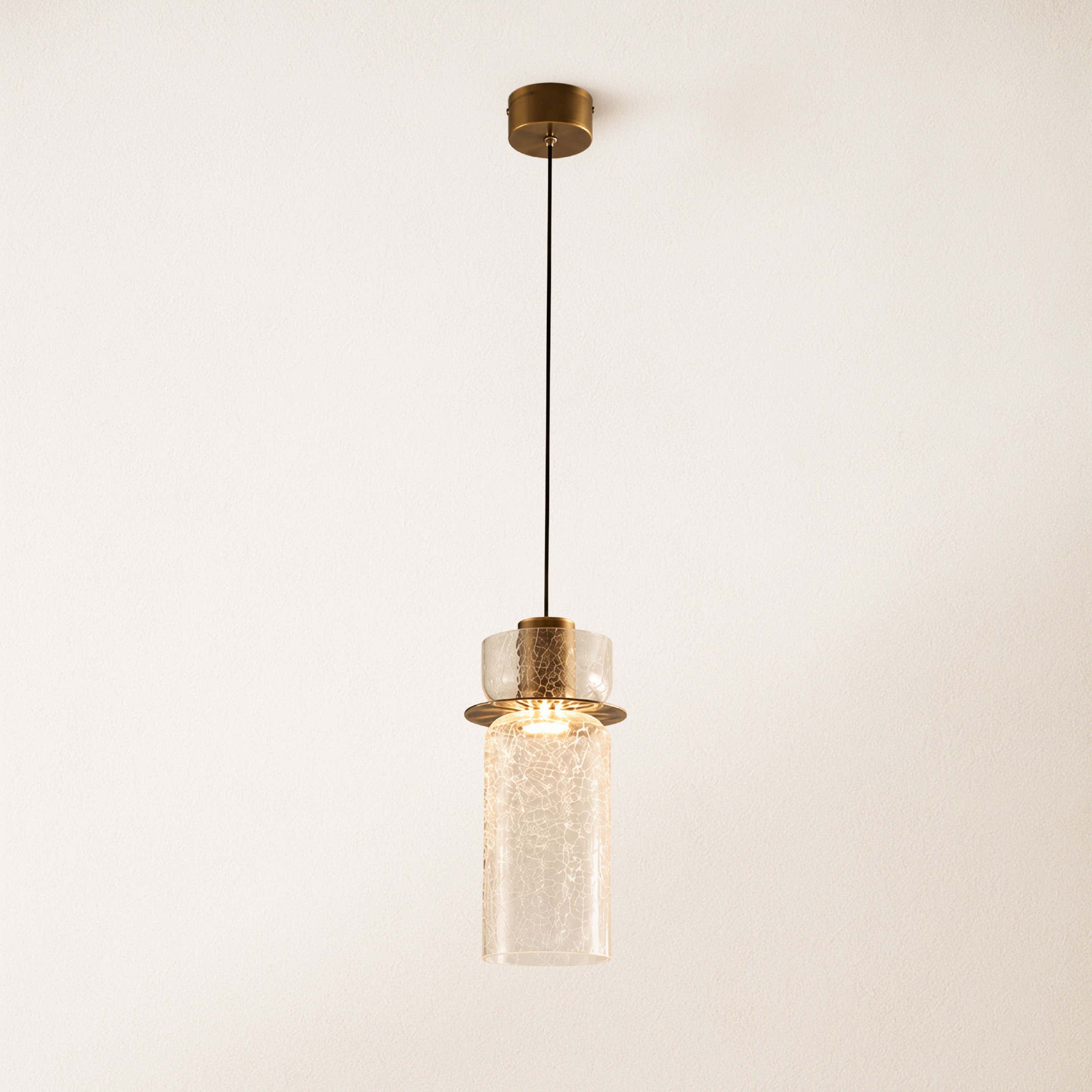 Zendria Crackle Glass Pendant Light