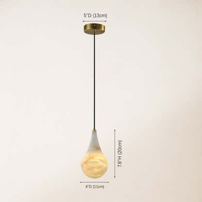 Ares Alabaster Modern Water-Drop Pendant 11cm