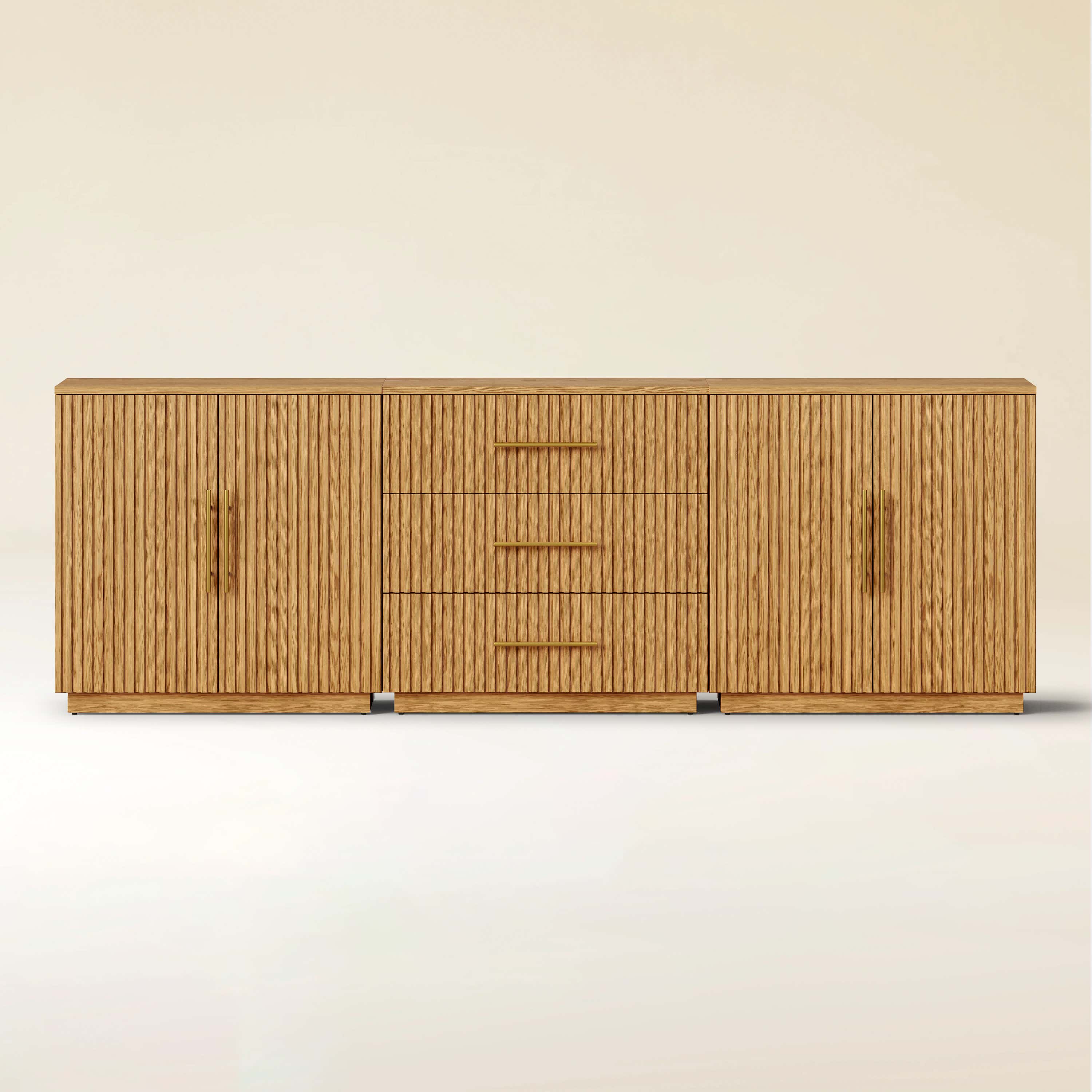Holt Oak Modular Media Console (Set of 3)