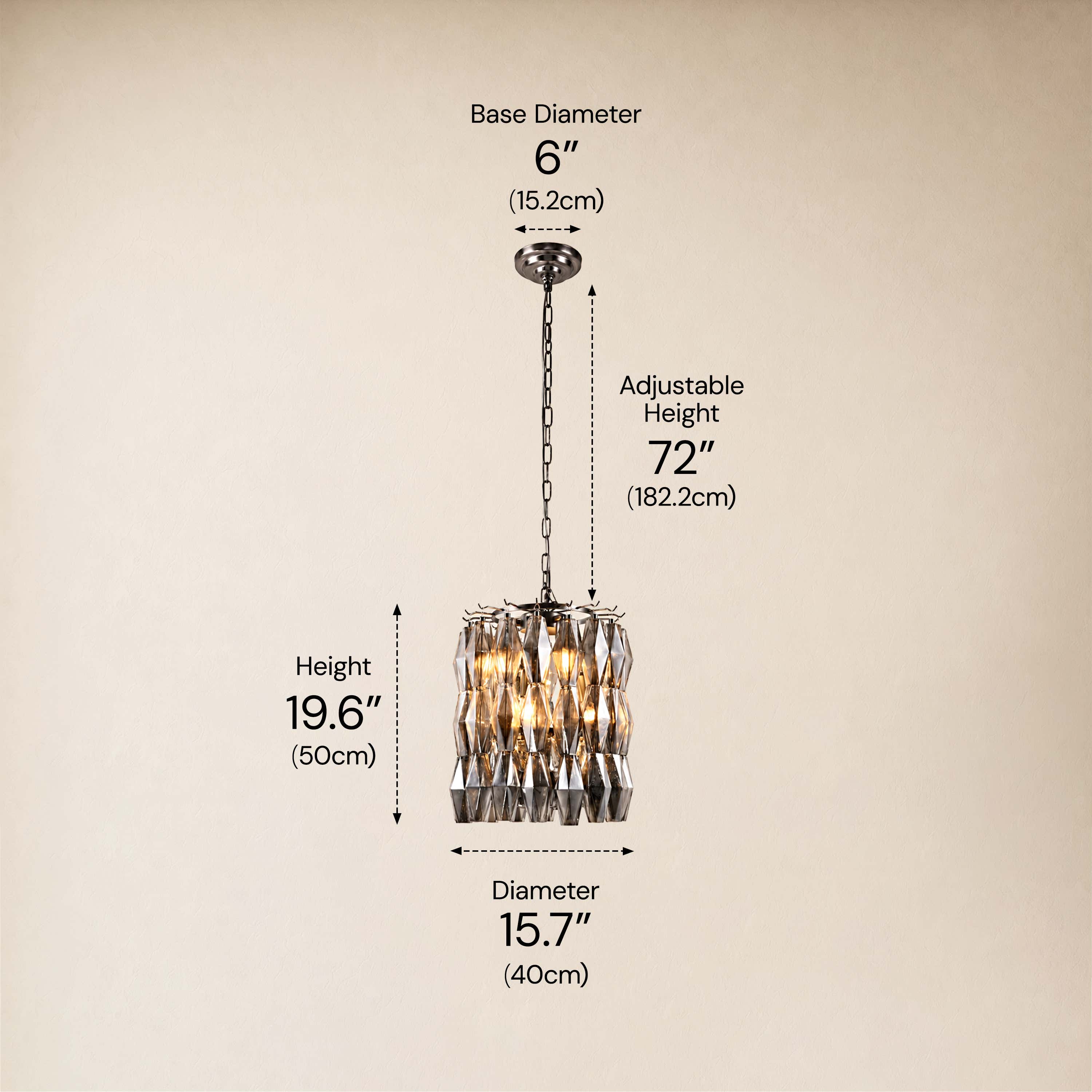 Celestial Drop Glass Cylinder Chandelier 15.7"D