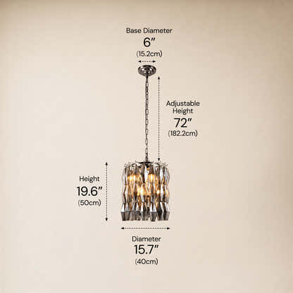 Celestial Drop Glass Cylinder Chandelier 15.7"D
