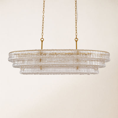 Ondalia Tiered Glass Oval Chandelier 54"W