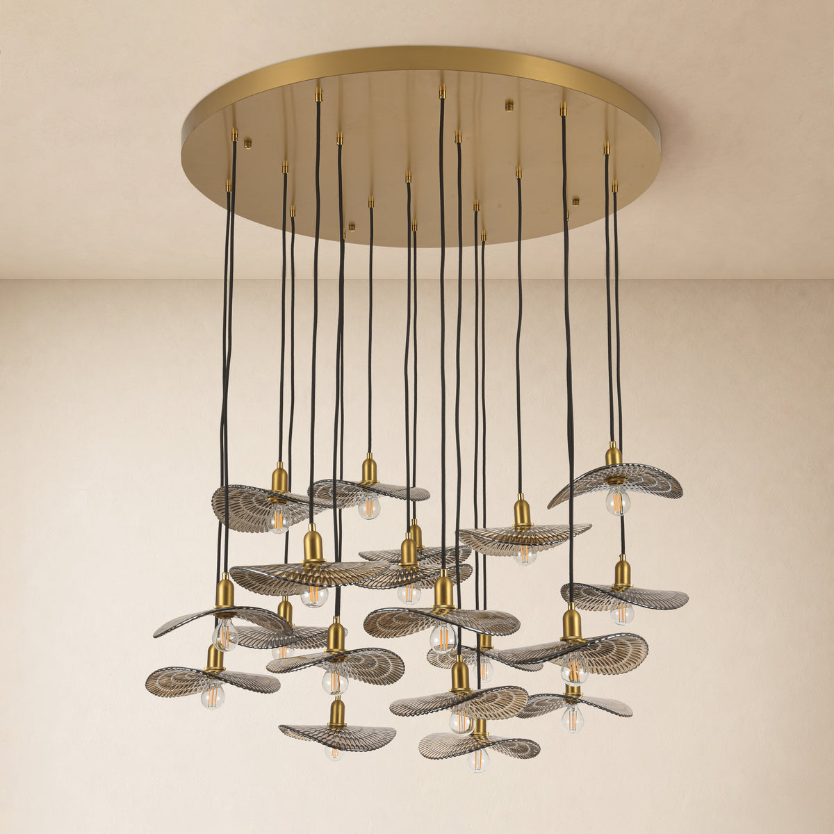 Mirelune Glass Disc Round Chandelier 36"D 