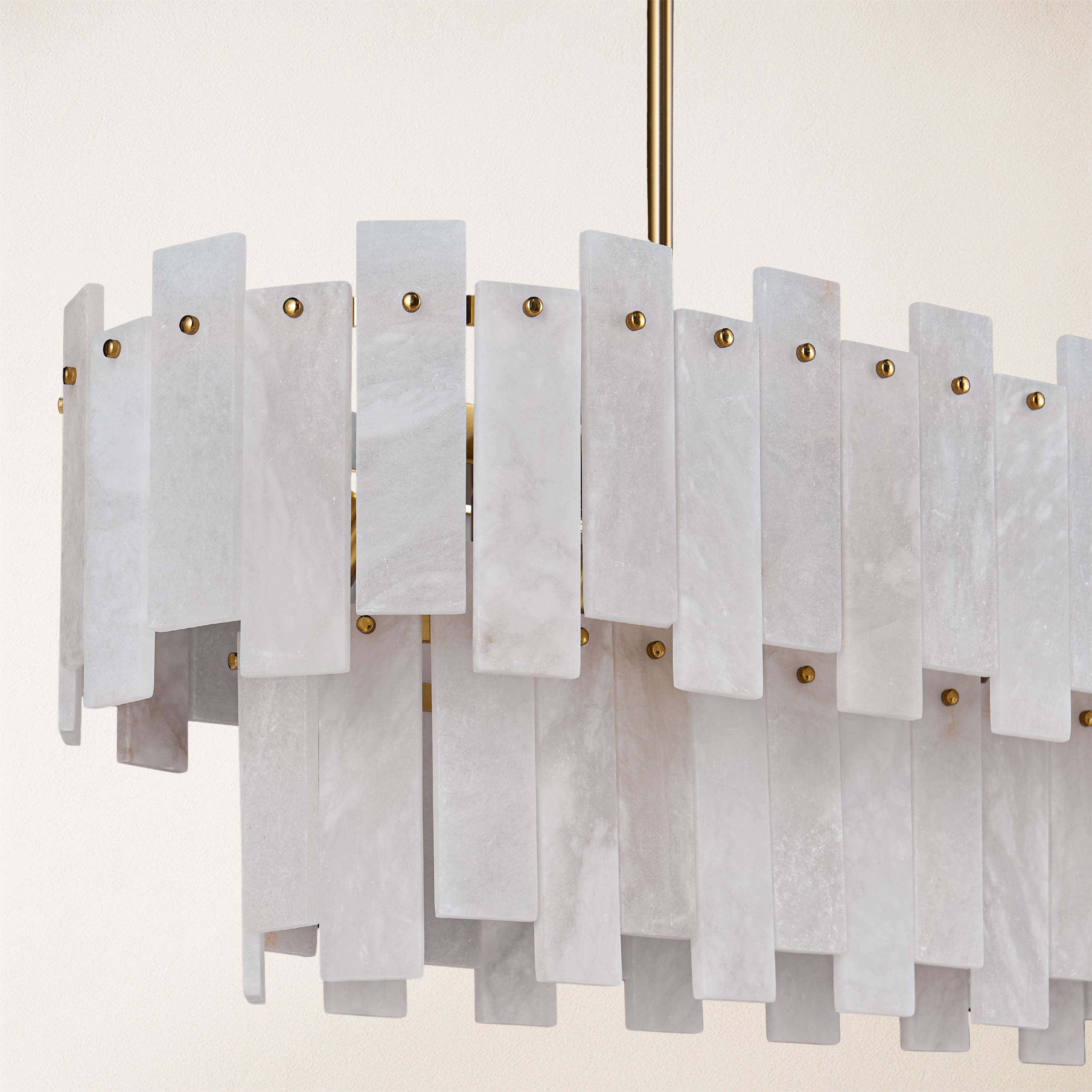 Nivislight Alabaster 2-Tier Rectangular Chandelier 101cm D
